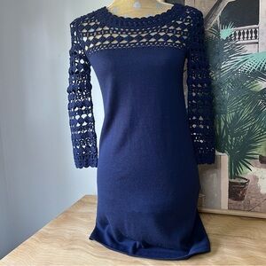 Lilly Pulitzer Crochet Neckline, Sleeves Knit Dress